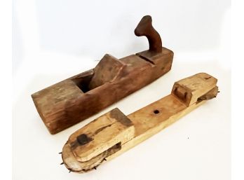 Antique Solid Wood Plane  And Special Tool  Lot 2