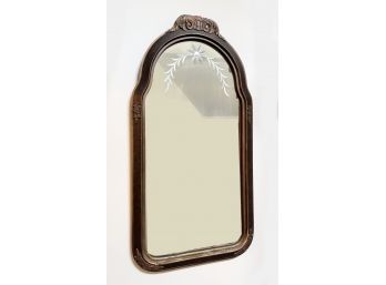 Round Top Etched Wall Mirror