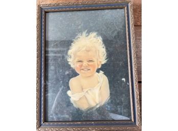 Vintage Print Blonde Boy Smiling Framed Art