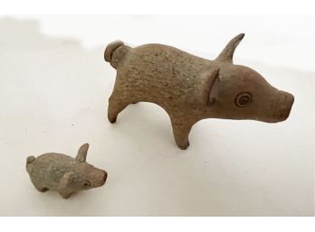 Ale Blanchard Sculpture Of Small Pig  & Baby Pig