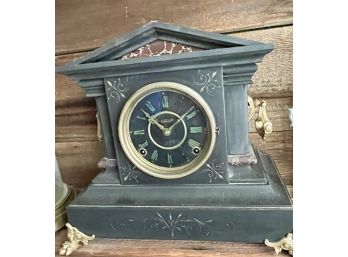 Vintage Black Mantel Clock By The Ingraham Company Bristol CT