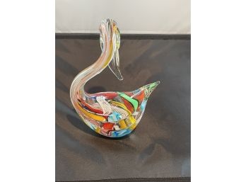 Murano Style Art Glass Swan Sculpture
