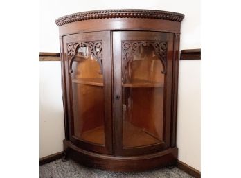 Antique Corner Cabinet With Demi Glass Doors And Shelf