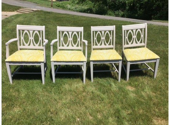 Set Of 4 Painted Dining Chairs, 2 Arm And 2 Side