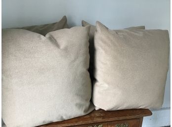 Set Of 4 Beige Down Pillows, Zippered Covers, 20inches