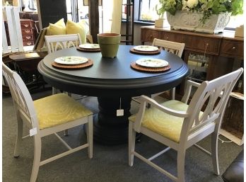 52 Inch Round Black Pedestal Dining Table