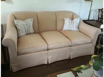 Custom Sofa With Down Cushions, Peach