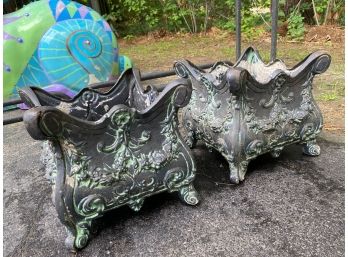 Set Of Two Square Metal Planters