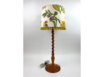 Anthropologie Lamp With Crewel Lamp Shade