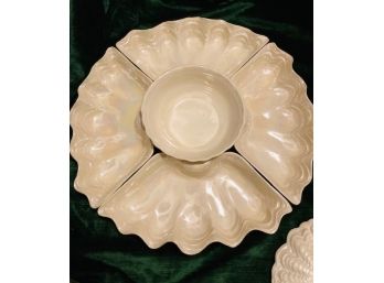 Vintage Mid-Century Modern California Pottery Pearlescent Chip And Dip Set
