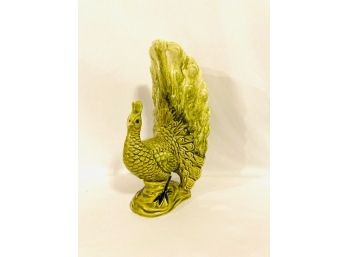 Vintage Capodimonte Ceramic Glaze Peacock Figurine