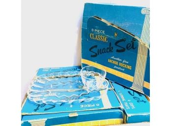 40 Piece / 5 Case Quantity Of Vintage Glass Hostess Snack Set In Original Box