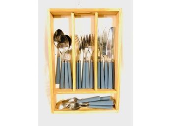 Vintage Stainless Steel Flatware In Tray - 21 Pieces