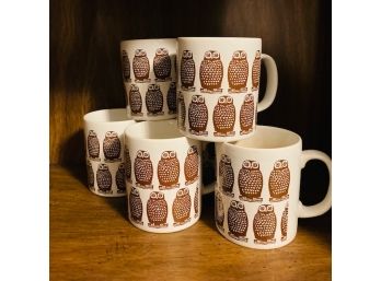 What A Hoot! Set Of Six Owl Mugs By Coloroll England