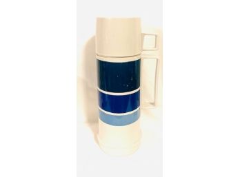 Vintage Blue Striped Thermos