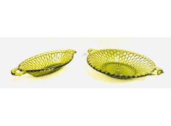 Vintage Avocado Green Glass Matching Serving Dishes