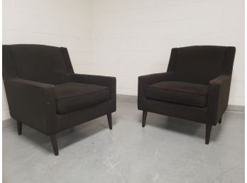 Pair Of McCreary Modern Mid Century Style Upholstered Lounge Chairs
