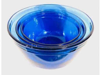 Vintage Anchor Hocking Cobalt Blue Nesting Bowls