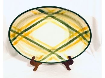 Vintage Mid-Century Modern Vernonware Gingham Oval Serving Platter By Metlox