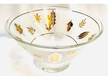 Vintage Mid-Century Signed Gold Foliage Leaf Serving Bowl