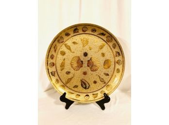Vintage Mid-Century Modern Gold Seashore Themed Serving Platter
