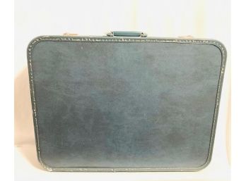 Vintage Mid-Century Blue Hard-Sided Suitcase By Monarch