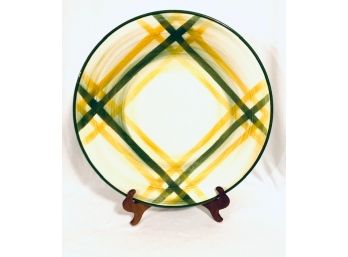 Vintage Mid-Century Modern Vernonware Gingham Hand-Painted Undersize Charger Plate By Metlox