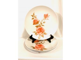 Vintage Golden Rose Set Of Four Beverly Prolon Plates