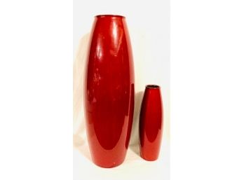Pair Of Oxblood Torpedo Vases By Amano, Germany