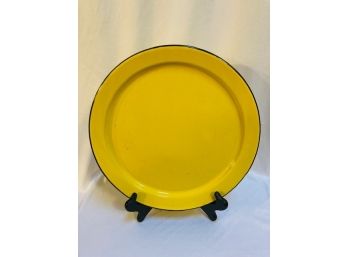 Vibrant Vintage Yellow Enamel Plate