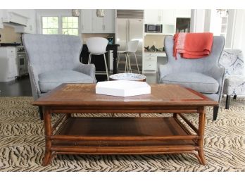 Palecek  Wicker Coffee Table And Johnathan Adler Tray