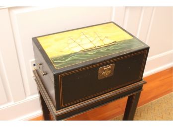 Hand-Painted Sailboat Detachable Trunk Table
