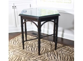 Hexagon End-Table With Glass Top