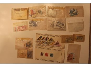 15 Envelopes And 2 Pages With Foreign Stamps