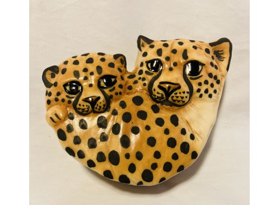 Very Nice Cheetah Trinket Box Signed By Artist Carol Halmy