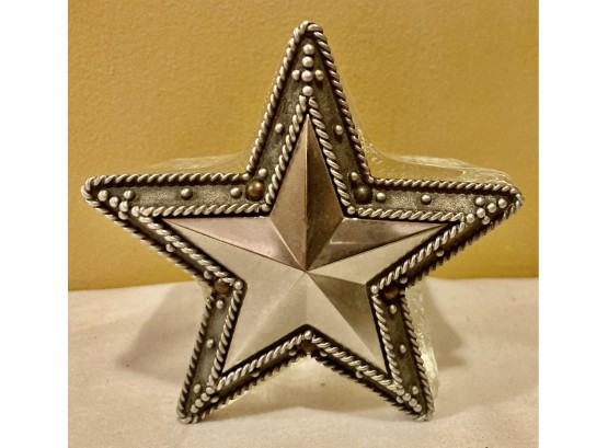 Glass Star Trinket Box With Pewter Star Top. 'Avon'