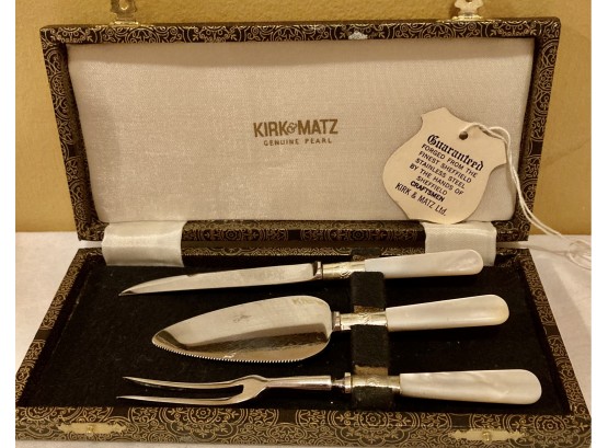 Kirk & Matz Genuine Pearl Handled Cheese Set In Box