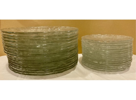 Pressed Glass 10' Dinner And 7' Salad Plates, 16 Of Each