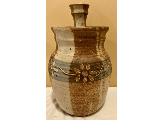 Hand Trown Brown Pottery Vessel With Lid - 'Roth'