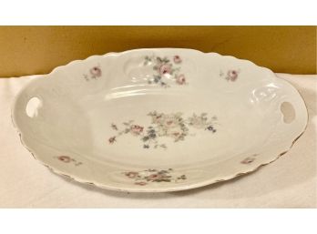 Oval Platter - White With Pink Flowers - Made In Bavaria