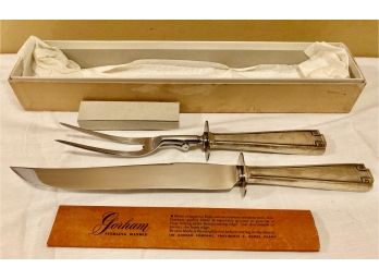 Gotham Very Nice Set Of Stainless Steel And Silver(?) Gorham Carving Set