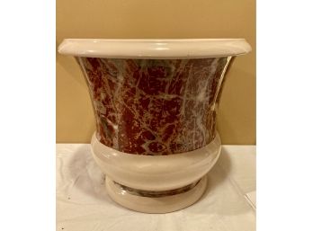 Large Ceramic Planter With Faux Marble Design On The Sides