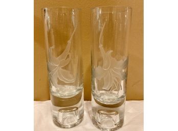 S/2 Crystal Vase And Candlestick Holders Signed By Artist