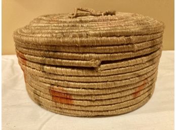 Grass/Straw Lidded Basket Very Well Done