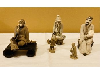 'Tibetan' Tea Party Group Of 5 Figurines, Handmade
