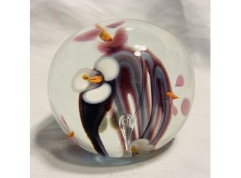 Beautiful Paperweight With Flowers