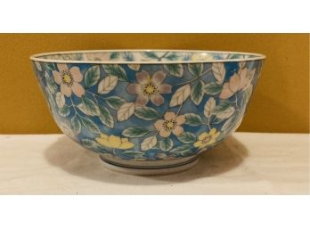 Lovely Asian Ceramic Bowl With Lavender Yellow And Pink Flowers