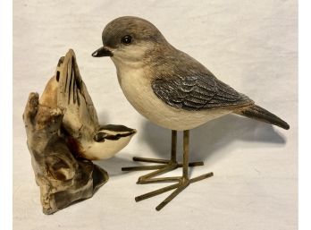 2 Very Nice Birds One Made Ceramic/clay The Other Porcelain