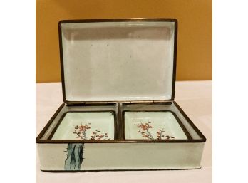 Vintage Enamel Over Brass Trinket Box With Trays Very Pretty