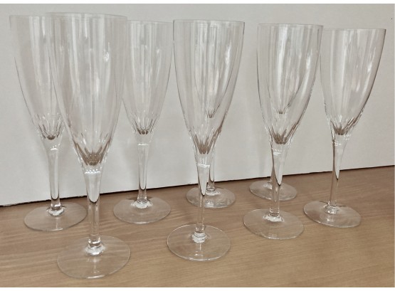 Eight  Vintage Orrefors Of Sweden 'Lisbet' Crystal Champagne Flutes